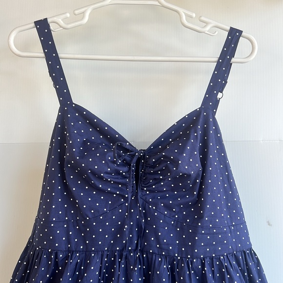 Torrid Polka Dot Dress Size 24 Pinup Rockabilly Sailor Vintage Navy Blue White - Picture 2 of 9